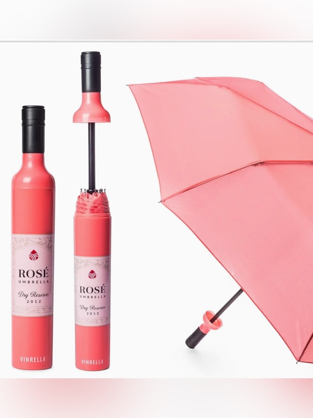 Vinrella Rosé Bottle Full Sized Umbrella in Pink